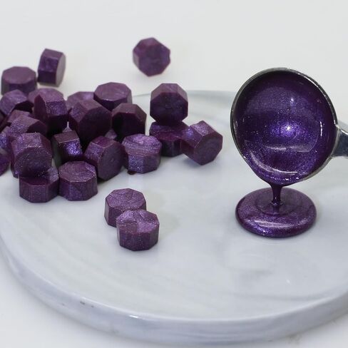 Sealing Wax Beads Kit, Atopbb 300pcs Mixed Purple Color Wax Seal Beads, 1pcs Wooden WaxSeal Warmer, 1pcs Melted Spoon and 10pcs Tea Candles for WaxSealing Stamp Kit (300, Purple) in Saudi Arabia