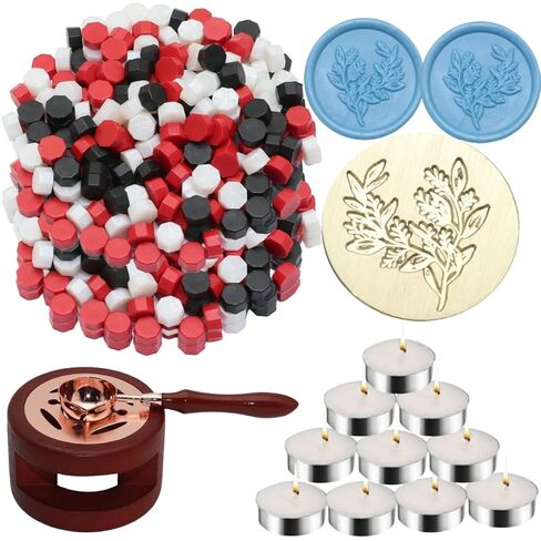 Sealing Wax Beads Kit, Atopbb 300pcs Mixed Purple Color Wax Seal Beads, 1pcs Wooden WaxSeal Warmer, 1pcs Melted Spoon and 10pcs Tea Candles for WaxSealing Stamp Kit (300, Purple) in Saudi Arabia