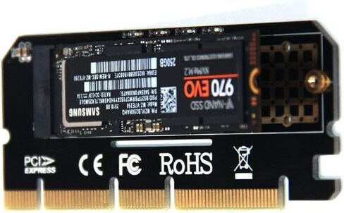 محول M.2 SSD PCIE هيكل من خليط معدني من الالومنيوم وبطاقة توسيع LED واجهة محول كمبيوتر M.2 NVMe SSD NGFF الى PCIE 3.0 X16 رايز in Saudi Arabia