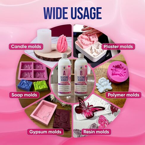 CRAFT RESIN 2.2 lbs Silicone Mold Making Kit – Shore 15A Hardness, Clear Liquid Silicone Rubber for Resin Casting, Soap & Candle Molding - Non-Toxic & Highly Flexible, 1:1 Mix Ratio Silicon in Saudi Arabia