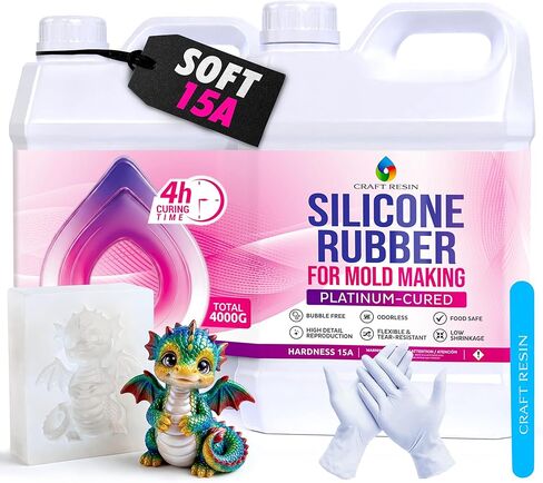 CRAFT RESIN 2.2 lbs Silicone Mold Making Kit – Shore 15A Hardness, Clear Liquid Silicone Rubber for Resin Casting, Soap & Candle Molding - Non-Toxic & Highly Flexible, 1:1 Mix Ratio Silicon in Saudi Arabia