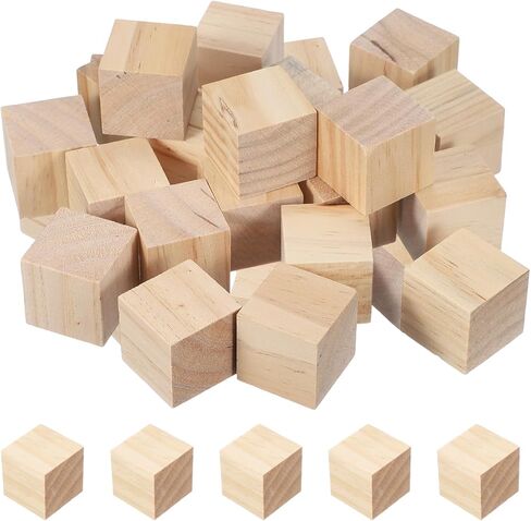 uxcell 20 Pcs Wooden Blocks, 1.6 Inch Square Natural Wooden Block Unfinished Wood Cube for DIY Craft Art Project Painting Decoration, Natural in Saudi Arabia