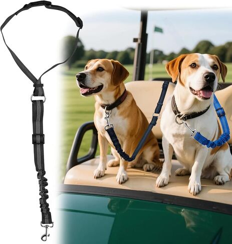 حزام مقعد الكلب لعربة الجولف، مقود طوق كلب الجولف قابل للتعديل للسيارة، حزام مقعد الكلب الأليف لحماية سلامة الحيوانات الأليفة في عربة الجولف لمنع الإصابات العرضية (أسود) in Kuwait