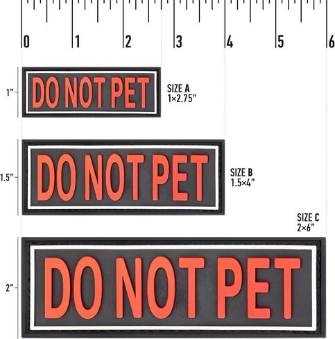 رقع مطاطية ثلاثية الأبعاد قابلة للإزالة من Dogline Do Not Pet للحزام والسترة - خطاف خلفي للكلاب العاملة الصغيرة والمتوسطة والكبيرة - 1.5 بوصة × 4 بوصة - رقعتان in Kuwait