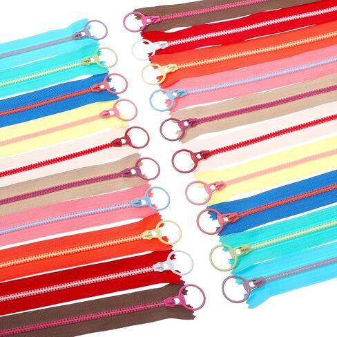 20 Pcs Sewing Zippers, 8 Inch Colorful Resin Metal Zippers with Lifting Ring Colorful Crafts Bulk Zipper Supplies for DIY Sewing Tailor Bags Garments in Saudi Arabia