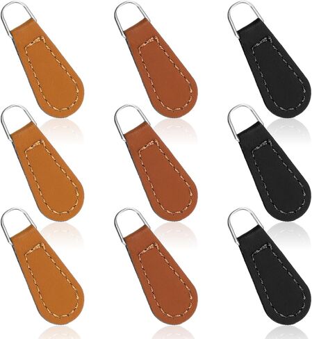 9 PCS Detachable Zipper Pull Replacement Leather Handle Zipper Tab Repair Decorative Handle Zippers for Backpacks, Jackets, Luggage, Purses, Suitcases, Handbag in Kuwait