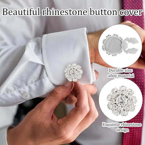 6PCS Button Covers for Women, Rhinestone Button Covers, Detachable Clip on Decorative Buttons for Clothing Blouses Shirts DIY Embellishments, Gold and Silver in Saudi Arabia