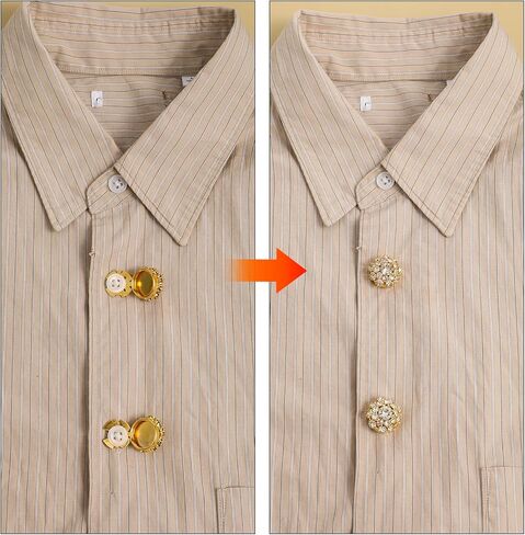 6PCS Button Covers for Women, Rhinestone Button Covers, Detachable Clip on Decorative Buttons for Clothing Blouses Shirts DIY Embellishments, Gold and Silver in Saudi Arabia