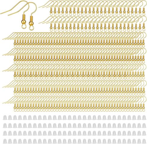 500 قطعة من خطافات الأقراط لصنع المجوهرات، خطافات الأقراط الذهبية من الفولاذ المقاوم للصدأ، خطاف الأذن لصنع المجوهرات، مجموعة مستلزمات الأذن، أسلاك الأذن وخطاف الأسلاك الفرنسية in Saudi Arabia