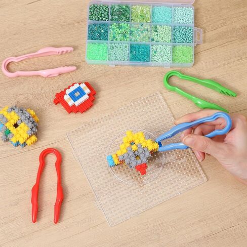 48 Pcs Plastic Tweezers, Fine Motor Easy-Grip Tweezer Small Colorful Beads tweezer Learning Tweezers for Craft DIY, Jewelry Making, Beading Game, Family Activities (1 x 4 inch) in Saudi Arabia