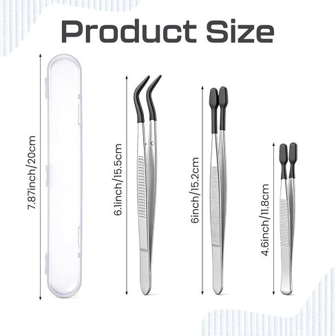 Trinkrittey 3 Pcs Tweezers with Rubber Tips Silicone Bent Flat Tip Tweezers Precision Sticker Craft Tweezer for Stamps Sticker Crafts Jewelry Beads (Black) in Saudi Arabia