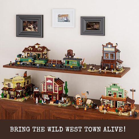 مجموعة مكعبات بناء إضاءة مخيم رعاة البقر - مأوى الغرب القديم مع عربة مغطاة وحصان مجموعة عرض مكونة من 542 قطعة للبالغين ومحبي الغرب in Kuwait