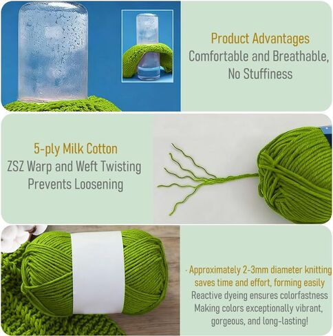 Soft Yarn for Crochet, Crochet - Bright Colors, Perfect for Scarves, Shawls, Blankets and Garments, Green in Saudi Arabia