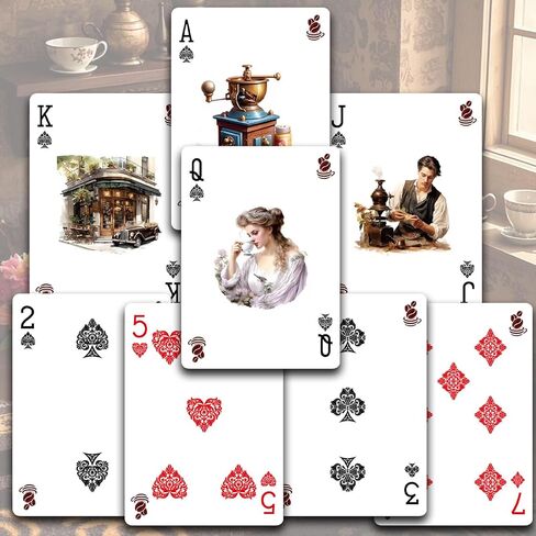 Coffee Theme Playing Cards, Retro Style Deck of Cards, Poker Cards, International Standard Size, Suitable for Travel, Party Entertainment. (Green) in Saudi Arabia