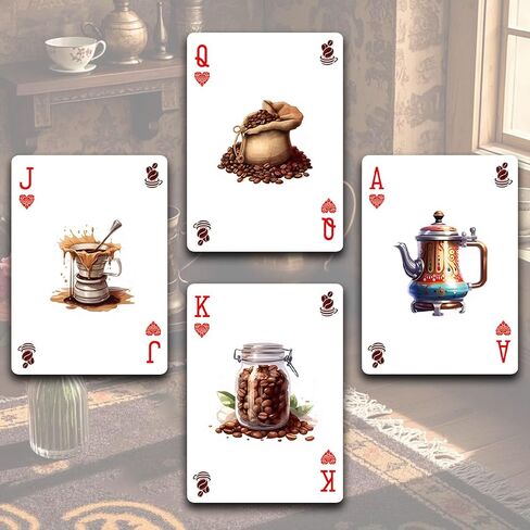 Coffee Theme Playing Cards, Retro Style Deck of Cards, Poker Cards, International Standard Size, Suitable for Travel, Party Entertainment. (Green) in Saudi Arabia