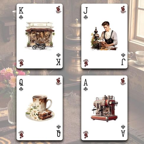 Coffee Theme Playing Cards, Retro Style Deck of Cards, Poker Cards, International Standard Size, Suitable for Travel, Party Entertainment. (Green) in Saudi Arabia