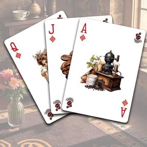 Coffee Theme Playing Cards, Retro Style Deck of Cards, Poker Cards, International Standard Size, Suitable for Travel, Party Entertainment. (Green) in Saudi Arabia