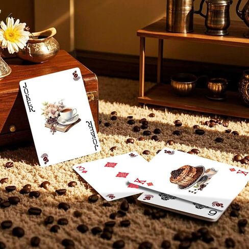 Coffee Theme Playing Cards, Retro Style Deck of Cards, Poker Cards, International Standard Size, Suitable for Travel, Party Entertainment. (Green) in Saudi Arabia