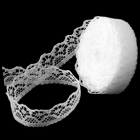 White Lace Ribbon 10 Meters Elegant Lace Trim for Sewing, Fabric by The Yard, Perfect for Wedding, Dress Decoration, and Gift Wrapping in Saudi Arabia