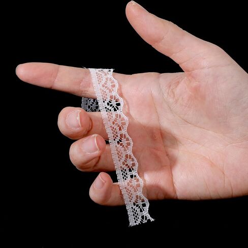 White Lace Ribbon 10 Meters Elegant Lace Trim for Sewing, Fabric by The Yard, Perfect for Wedding, Dress Decoration, and Gift Wrapping in Saudi Arabia