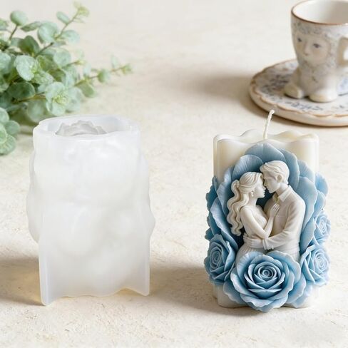 Loving Portrait Silicone Candle Molds, Embracing Couple Portrait Mold for Candle Craft Making Gift Decoration, Epoxy Resin Wax Mold Silicone Mould for Wedding Valentine's Day Home Decor in Kuwait