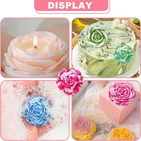 7 Cavity Rose Peony Moldes Silicone, Reusable Wax Molds for Candle Making Tools, 4.5 * 4.5inch 3D Flower Silicone Molds DIY for Candy Cake Jelly Chocolate Decorating(White) in Saudi Arabia