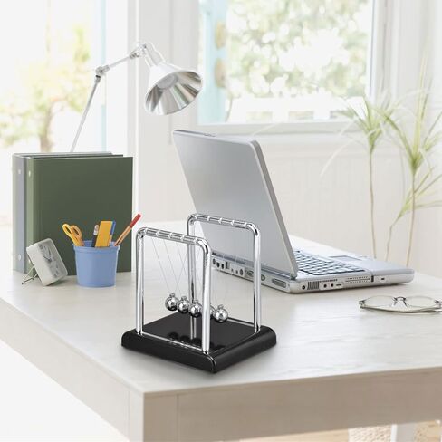 Newtons Balance Balls, Classic Design Balls with Uniform Weight Distribution, for Office Desk Decor, Physics Science Education Toy (Black Bottom) in Saudi Arabia