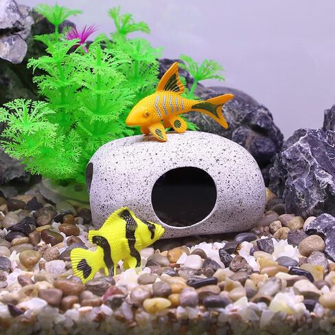 Aquarium Decorations Hideaway Rock Cave, Ceramic Fish Tank Decoration Stone for Aquatic Pets to Breed Rest, Gray 3.66x2.60x2.05 Inches in Saudi Arabia