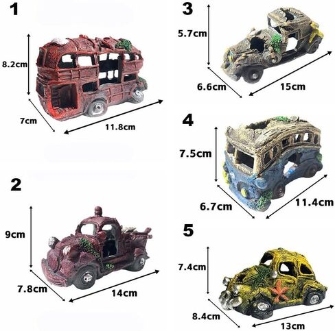 Car Wreck Aquarium Decoration Broken Vehicle Resin Fish Shrimp Hideout Ornament Landscaping Making(Style 1) in Saudi Arabia