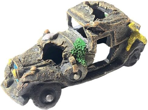 Car Wreck Aquarium Decoration Broken Vehicle Resin Fish Shrimp Hideout Ornament Landscaping Making(Style 1) in Saudi Arabia