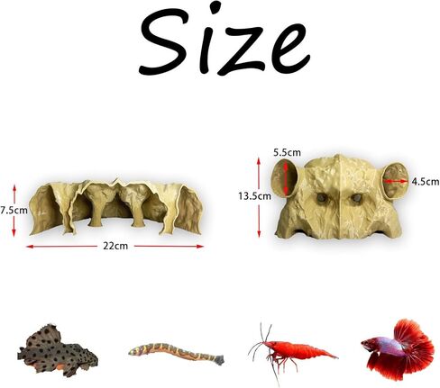 Aquarium Hidden cave，Small Bottom-Dwelling Fish&Shrimp Safe Hiding Hole，Underground Double-Hole Hiding Tunnel，3D Printed， Fish Tank Decoration Accessories (Large Size) (Wood Color) in Saudi Arabia