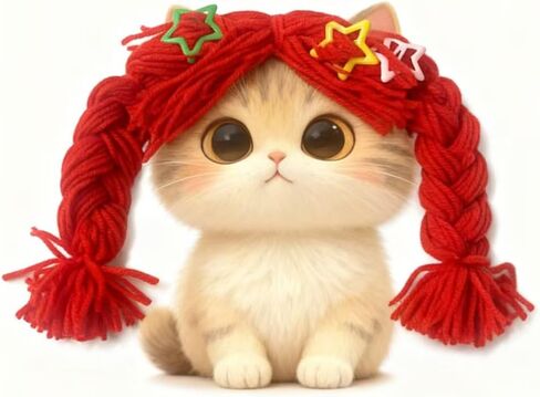 Cat Wigs for Cat Costume, Cosplay Accessories for Pets DIY Adjustable Washable Comfortable for Christmas (Green) in Saudi Arabia