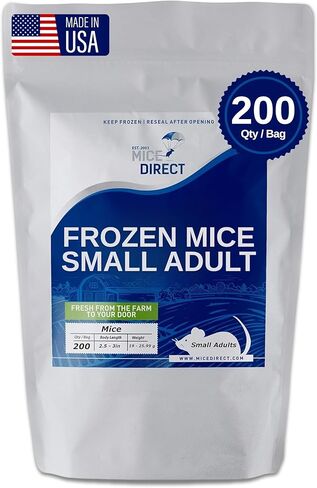 MiceDirect EST. 2003 20 Frozen Mice Small Adult Feeders Snake Food for Juvenile Red Tail Boas Ball Pythons Adult Sand Boas Milks Corn (2.5-3 in) (380 Grams Min) in Saudi Arabia