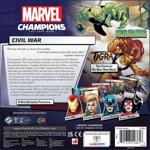 Asmodee Marvel Champions The Card Game Civil War Expansion - New Villainous Heroes & Customizable Scenarios, Cooperative Strategy Game for Kids & Adults, Ages 14+, 1-4 Players, 45-90 Min Playtime in Saudi Arabia