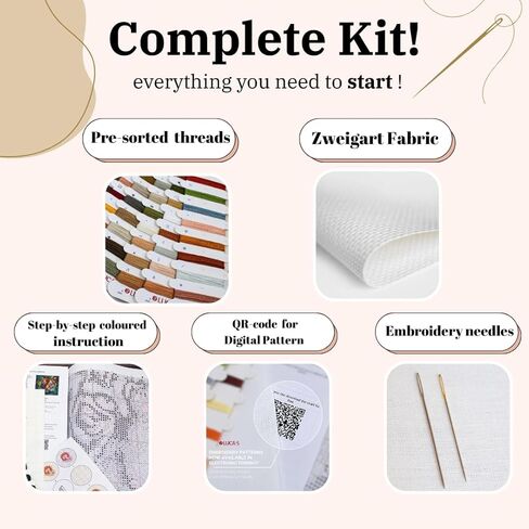 Luca-S Cross Stitch Kit Gold - The Spanish Girl, B702, Counted Cross Stitch Kit for Adults, Needlecraft and Embroidery Kit in Saudi Arabia