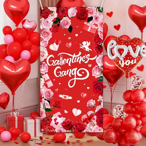 Galentines Day Door Cover Galentine's Gang Party Decorations Banner Red Heart Galentines Day Sign Door Banner Decorations Valentines Party Decorative Indoor Outdoor Decor 35.4 x 70.8 Inch in Saudi Arabia