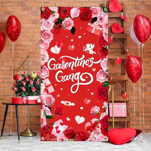 Galentines Day Door Cover Galentine's Gang Party Decorations Banner Red Heart Galentines Day Sign Door Banner Decorations Valentines Party Decorative Indoor Outdoor Decor 35.4 x 70.8 Inch in Saudi Arabia