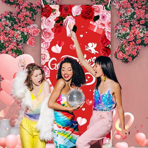 Galentines Day Door Cover Galentine's Gang Party Decorations Banner Red Heart Galentines Day Sign Door Banner Decorations Valentines Party Decorative Indoor Outdoor Decor 35.4 x 70.8 Inch in Saudi Arabia