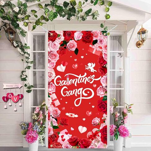 Galentines Day Door Cover Galentine's Gang Party Decorations Banner Red Heart Galentines Day Sign Door Banner Decorations Valentines Party Decorative Indoor Outdoor Decor 35.4 x 70.8 Inch in Saudi Arabia