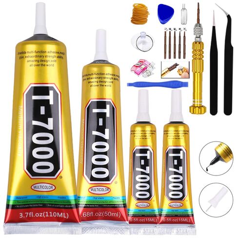 T7000 Black Glue for Cell Phones Mobile Repair Tools kit with Precision Tip, 4Pcs 15ml 50ml 110ml Waterproof Glue Speaker Earphone Electronics Computer Tablets LCD Screen Super Adhesive T-7000 Sealant in Saudi Arabia