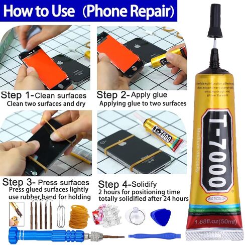T7000 Black Glue for Cell Phones Mobile Repair Tools kit with Precision Tip, 4Pcs 15ml 50ml 110ml Waterproof Glue Speaker Earphone Electronics Computer Tablets LCD Screen Super Adhesive T-7000 Sealant in Saudi Arabia