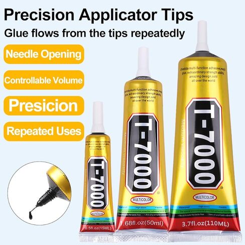 T7000 Black Glue for Cell Phones Mobile Repair Tools kit with Precision Tip, 4Pcs 15ml 50ml 110ml Waterproof Glue Speaker Earphone Electronics Computer Tablets LCD Screen Super Adhesive T-7000 Sealant in Saudi Arabia