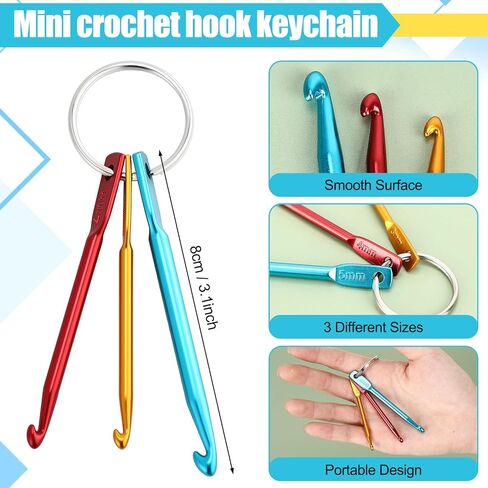 Riceshoot 10 Sets Mini Crochet Hook Keychain Aluminum Crochet Hooks Knitting Needles with Eye Tunisian Crochets Hooks 3 Sizes/Set (3mm/4mm/5mm) in Saudi Arabia