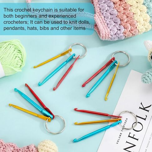 Riceshoot 10 Sets Mini Crochet Hook Keychain Aluminum Crochet Hooks Knitting Needles with Eye Tunisian Crochets Hooks 3 Sizes/Set (3mm/4mm/5mm) in Saudi Arabia