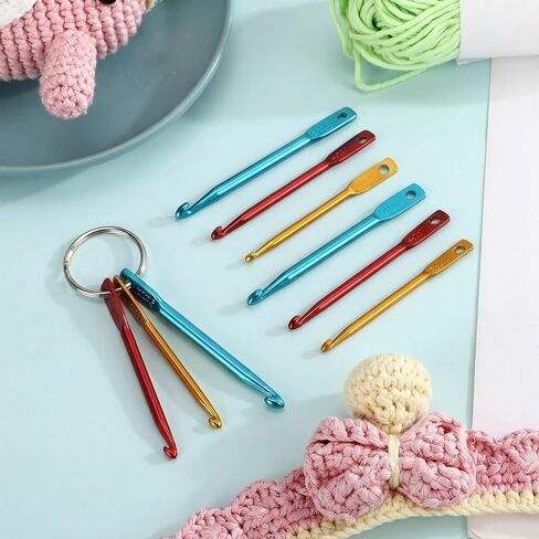 Riceshoot 10 Sets Mini Crochet Hook Keychain Aluminum Crochet Hooks Knitting Needles with Eye Tunisian Crochets Hooks 3 Sizes/Set (3mm/4mm/5mm) in Saudi Arabia