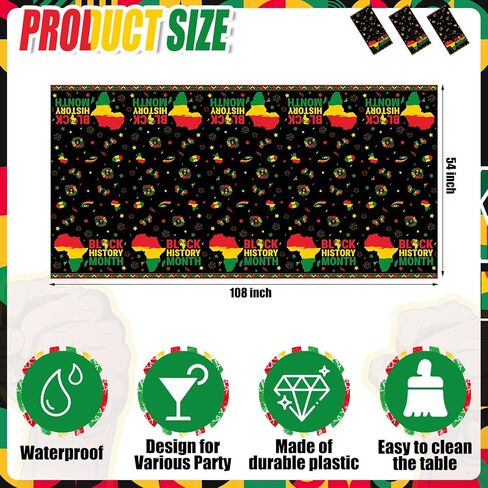 3 Pcs Black History Month Plastic Tablecloth 108 x 54 Inch Disposable African American Table Cloth Rectangular Black History Month Table Cover for African American Holiday Party Decoration in Saudi Arabia