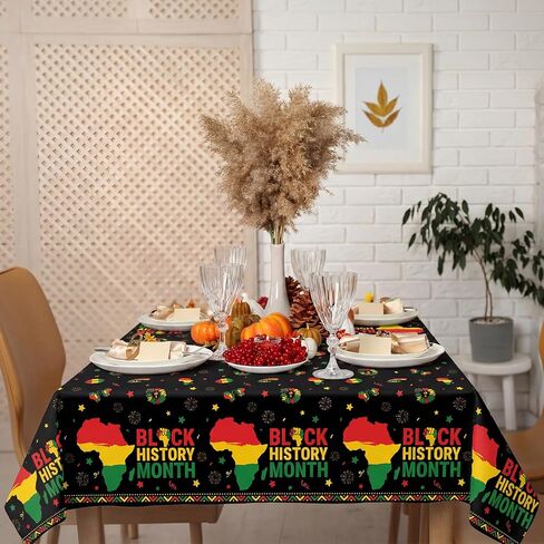 3 Pcs Black History Month Plastic Tablecloth 108 x 54 Inch Disposable African American Table Cloth Rectangular Black History Month Table Cover for African American Holiday Party Decoration in Saudi Arabia