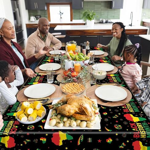 3 Pcs Black History Month Plastic Tablecloth 108 x 54 Inch Disposable African American Table Cloth Rectangular Black History Month Table Cover for African American Holiday Party Decoration in Saudi Arabia