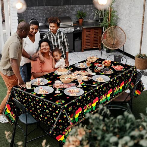 3 Pcs Black History Month Plastic Tablecloth 108 x 54 Inch Disposable African American Table Cloth Rectangular Black History Month Table Cover for African American Holiday Party Decoration in Saudi Arabia