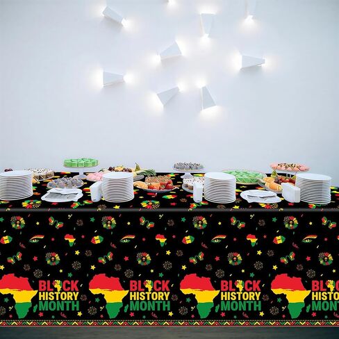 3 Pcs Black History Month Plastic Tablecloth 108 x 54 Inch Disposable African American Table Cloth Rectangular Black History Month Table Cover for African American Holiday Party Decoration in Saudi Arabia